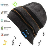 Wireless Bluetooth Beanie Hat Knit with Detachable Stereo Speakers Microphone Unisex Music Beanie Cap for Outdoor