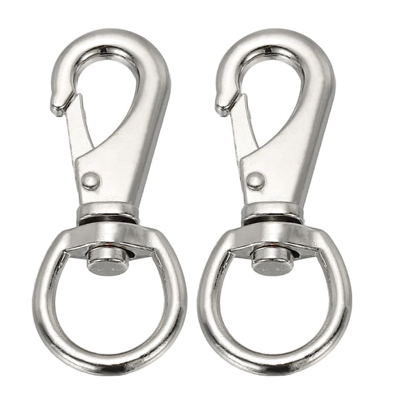 Uxcell 2 Pcs Flag Swivel Snap Clips, 2.7 Inch Heavy Duty Alloy Flag Pole Snap Hooks, Silver Tone