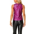 thumbnail image 3 of INSPIRE CHIC Women's Halloween Holographic Shiny Shirt Party Disco Metallic Tank Top for Women M Hot Pink Shiny, 3 of 6