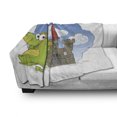 thumbnail image 3 of Dragon Soft Flannel Fleece Throw Blanket, Pattern of a Cheerful Creature with a Fantasy World Castle and Clouds, Cozy Plush for Indoor and Outdoor Use, 60" x 80", Apple Green Multicolor, by Ambesonne, 3 of 6