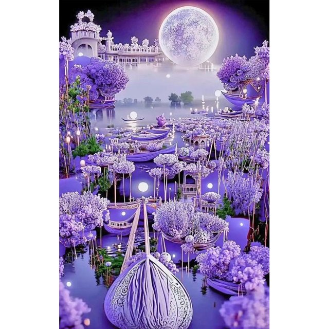 Diamond Drill Garden Villa 5D Kits de pintura de bricolaje Decoración de pared redonda completa (B5419) Hugtrwg Para estrenar