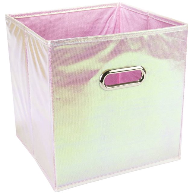 Square Fabric Storage Cube 10.5"X10.5"X11"Pink Reflective