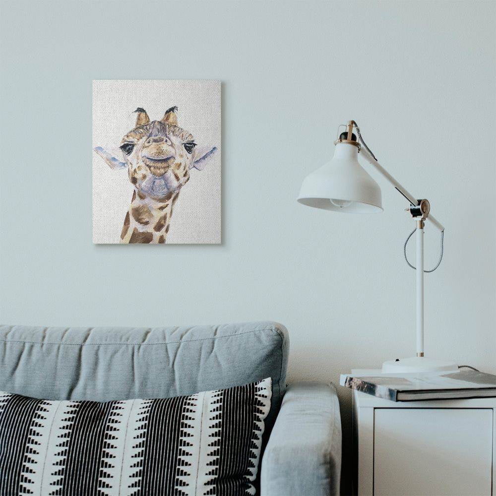 Stupell Industries Large Giraffe Face Head Animal Watercolor Painting Canvas Wall Art by George Dyachenko
