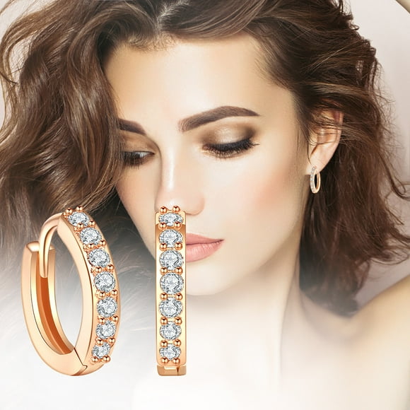 Fiudx Pendientes de Aro con Diamantes de Imitación, Impresionante Diseño En Color Dorado, Estilo Elegante y Detallado, Versátiles para Cualquier Atuendo, Perfectos para Fiestas de Compromiso o Bodas,