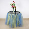 thumbnail image 2 of Rewera Beautiful Tulle Table Skirt For Wedding Birthday Baby Shower Party Decoration(Blue + Yellow), 2 of 5