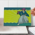 thumbnail image 2 of Anime Cutting Board, Manga Style Girl Samurai Warrior Character on Abstract Background in Yellow and Blue, Decorative Tempered Glass Cutting and Serving Board, in 3 Sizes, by Ambesonne, 2 of 5