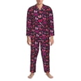 thumbnail image 3 of Daiia pink ribbon bows for Men's Long-Sleeved Pajama Set – Soft & Comfortable Sleepwear Button-Up Pajamas Cozy Lounge Wear-Small, 3 of 7