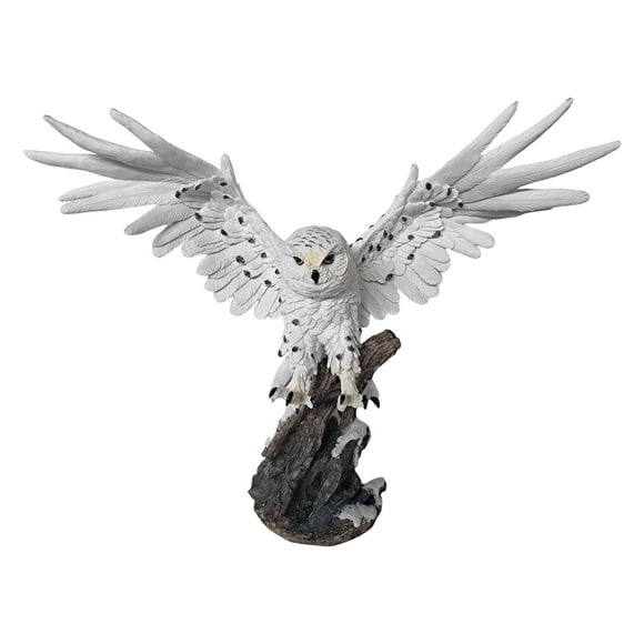 ICE ARMOR Detailed Craftmanship 18 1/2" Yellow-Eyed Snow Owl Decor Sculpture, Soaring Owl Statue for Shelf Table Counters, Winter/Fall Home, Animal Decorations Christmas Ornaments for Living Room
