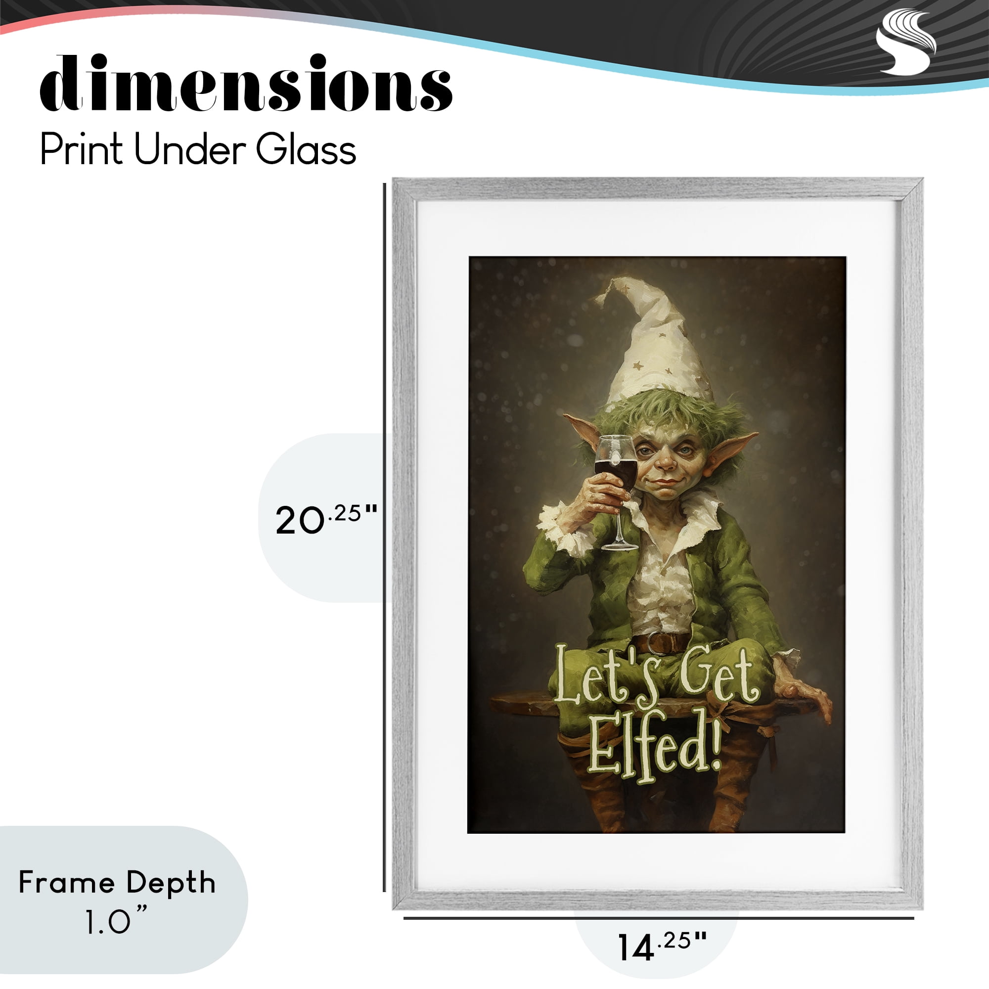Stupell Industries Let's Get Elfed Gray Framed Print Under Glass, design by Tina LeCour