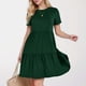 thumbnail image 2 of Vestido largo con volantes en colores lisos para mujer: manga corta, fluido, cómodo, versátil para fiestas/playa, tallas S-XXL., 2 of 6