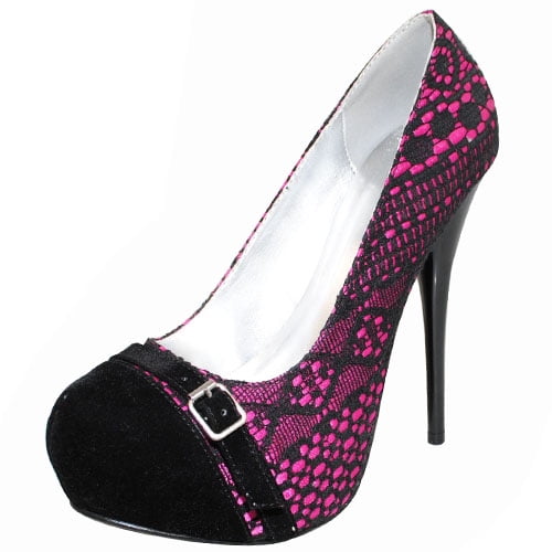 High Heel Stiletto, Fuchsia Satin, 6.5 