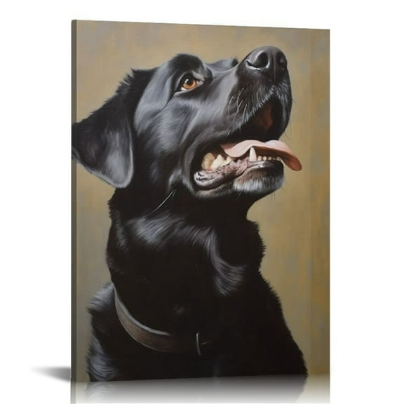 COMIO Black Lab Gaze Canvas Wall Art Print, Dog Artwork