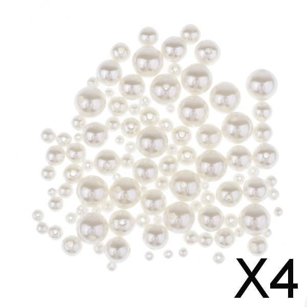 3x100 piezas de perlas blancas redondas perforadas de Color , perlas artesanales de imitación 4 piezas