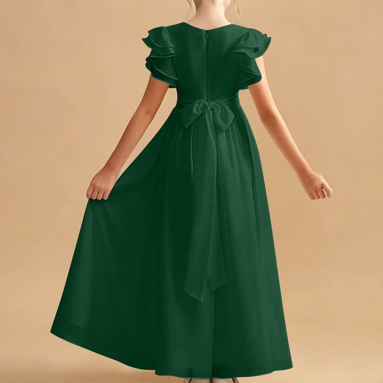 flowy green prom dress Modest Green Prom Dress Modest Simple Dark Green Appliques Suede Prom Dresses 2023 A