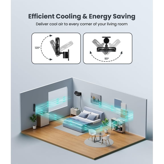 8 Inch Wall Mounted RV Fan with Remote Control, 90 °   Oscillating, 4 Speeds, Quiet Operation for Home Office Garage