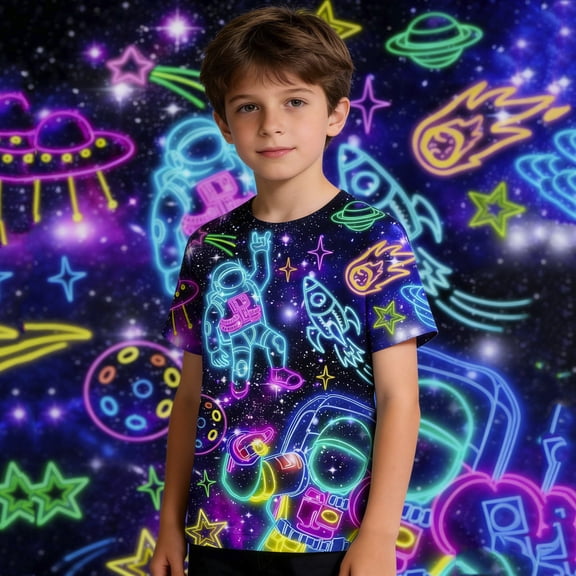 RTKFRFLM Boys' Unique Graphic T-Shirt Short Sleeve Fashionable Crewneck Summer Top for Kids Stylish Print Casual Cotton Tee Comfortable Trendy Daily Wear for Little and Big Boys Size 5-16