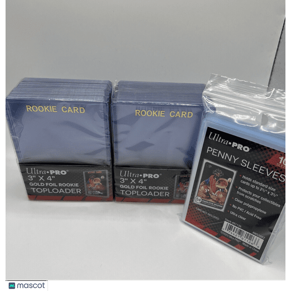 Ultra Pro 3X4 GOLD ROOKIE 35pt Toploaders 2 Packs of 25 AND 100 SLEEVES