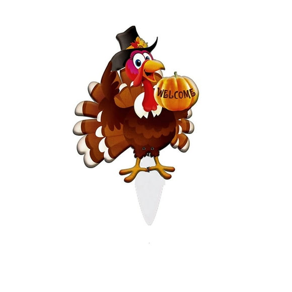 TOPRenddon Thanksgiving Turkey Stakes Metal Turkey Decors Fall Garden Turkey Pumpkin Stakes Welcome Harvest Decorations Outdoor Thanksgiving Yard Stakes for Autumn Yard Lawn Porch Decor