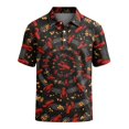 thumbnail image 4 of GrmtClth Mens Beach Short Sleeve Polo Top Fun Crayfish Lobster Shell Graphic Short Sleeve Light Cruise Polo Tee Casual Wear Highlighted With Calm Ocean Background Art Black M, 4 of 6