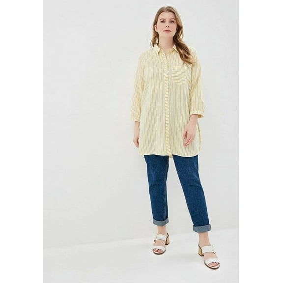 Junarose Women's Long Shirt Blouse, Snow White/Yellow, US 24