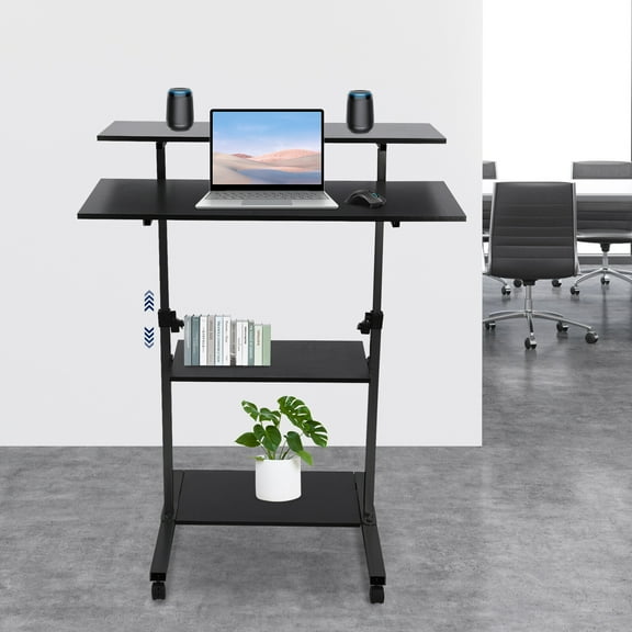 ZOPan Stand Up Desk/Height Adjustable Computer Workstation Rolling Presentation Cart