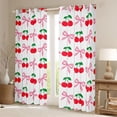 thumbnail image 2 of Homewish Kawaii Bow Knot Black Out Curtains,Cartoon Cherry Fruit Curtains Pack of 2 (42x63 Each),Cute Bowtie Ribbon Bedroom Curtains For Girls,Microfiber Bedroom Decor, 2 of 6