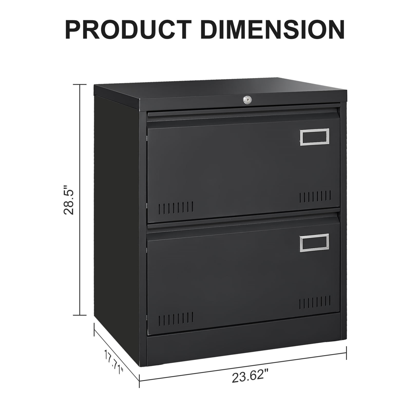 DKYNDSYN 2 Drawer Lateral File Cabinet with Lock for Home Office, Letter/Legal/A4/F4 Size, Black