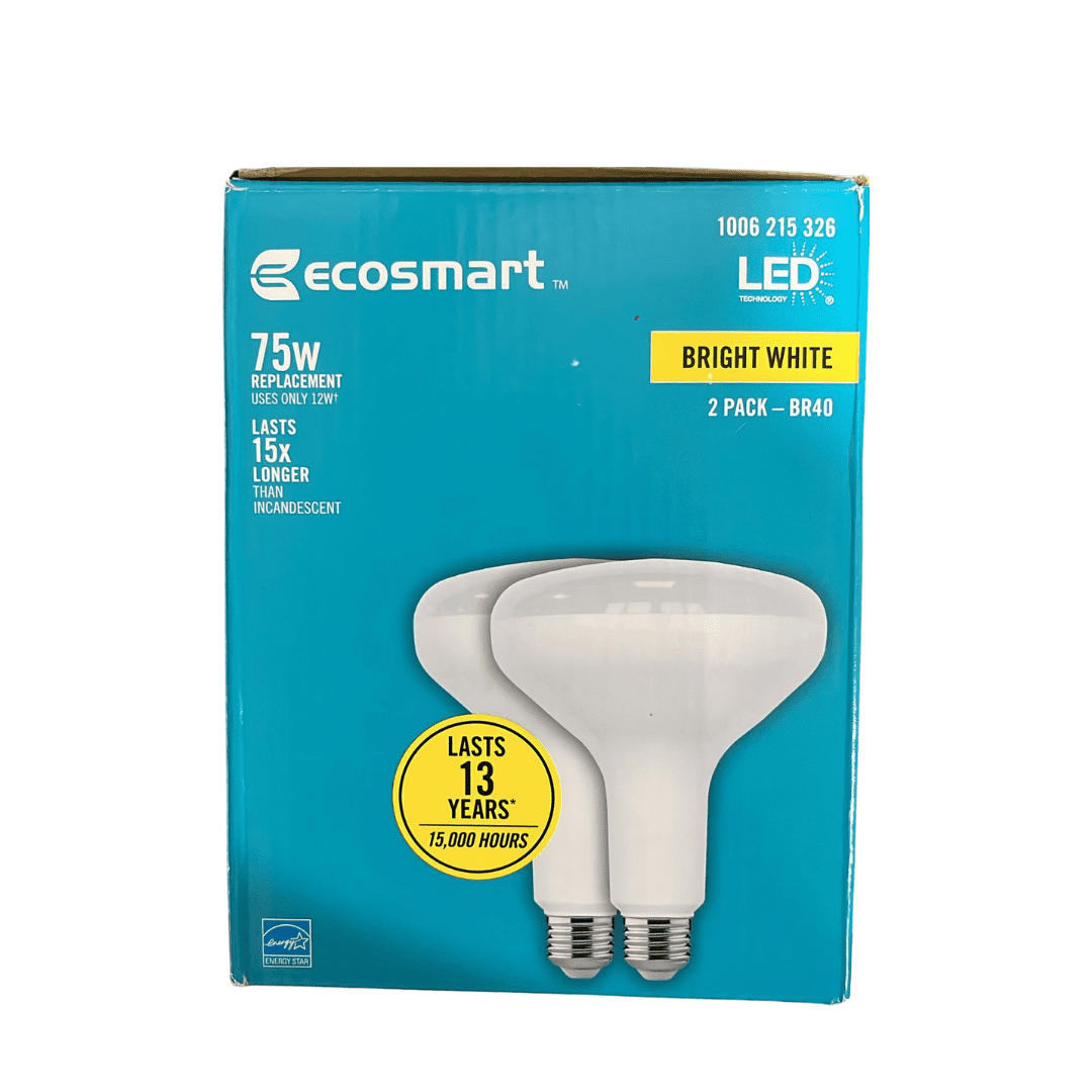 EcoSmart 75-Watt Equivalent BR40 Dimmable LED Light Bulb, Bright White (2-Pack)
