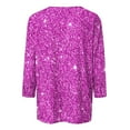 thumbnail image 4 of Yuanlong Womens T-Shirts Star Glitter Pattern 3/4 Sleeve Crewneck Tshirt Carnival & Spring Lightweight Stylish Tee Shirt, 4 of 5