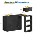 thumbnail image 3 of May in color L‑Shaped Vanity Set with Rotatable Tabletop, Modern Makeup Vanity Dresser with 6 Drawers & Open Storage Shelves, Multi‑Functional Vanity Desk for Bedroom, Nail Table, Sewing Table, Black, 3 of 8