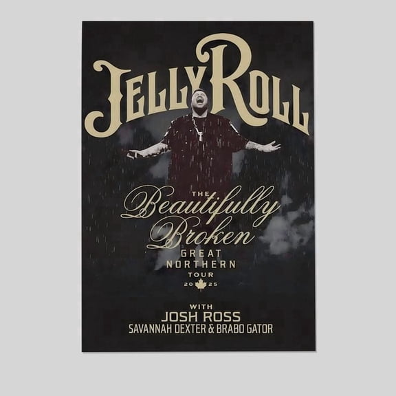 JELLY ROLL The Beautifully Broken Great Northern 2025 Tour Poster - Wall Decor Size 24''x36'' - Postora