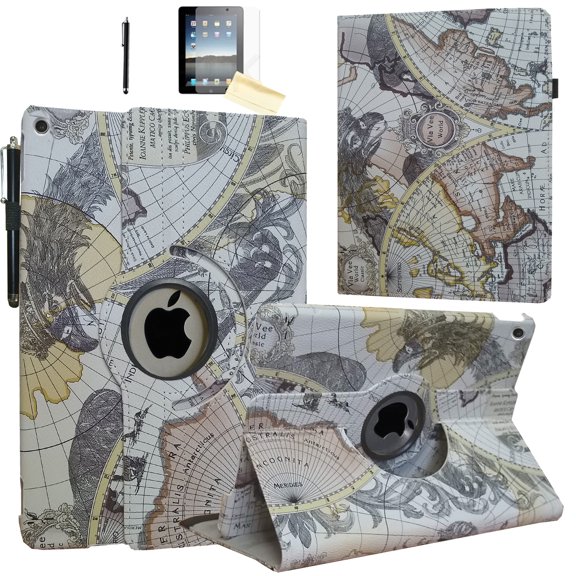 JYtrend Case for 2020 iPad 10.2 inch, for iPad 8th generation, Rotating Stand Smart Magnetic Auto Wake Up/Sleep Cover for Model A2270 A2428 A2429 A2430 MYLA2LL/A MYLE2LL/A0 MYLC2LL/A (Map)