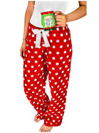 Oarencol Cute Cherry Women's Pajama Pants Red Polka Dot Sleepwear