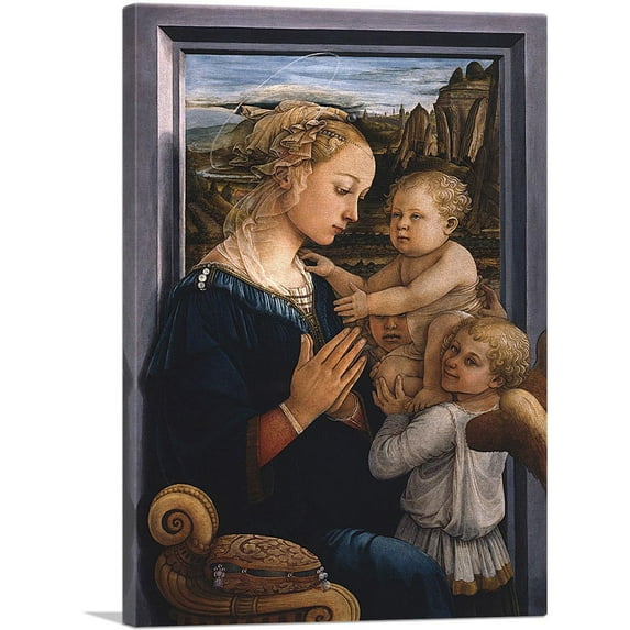 ARTCANVAS Madonna And Child With Two Angels Canvas Art Print by George Frederick Watts - Size: 40" x 26" (0.75" Deep)