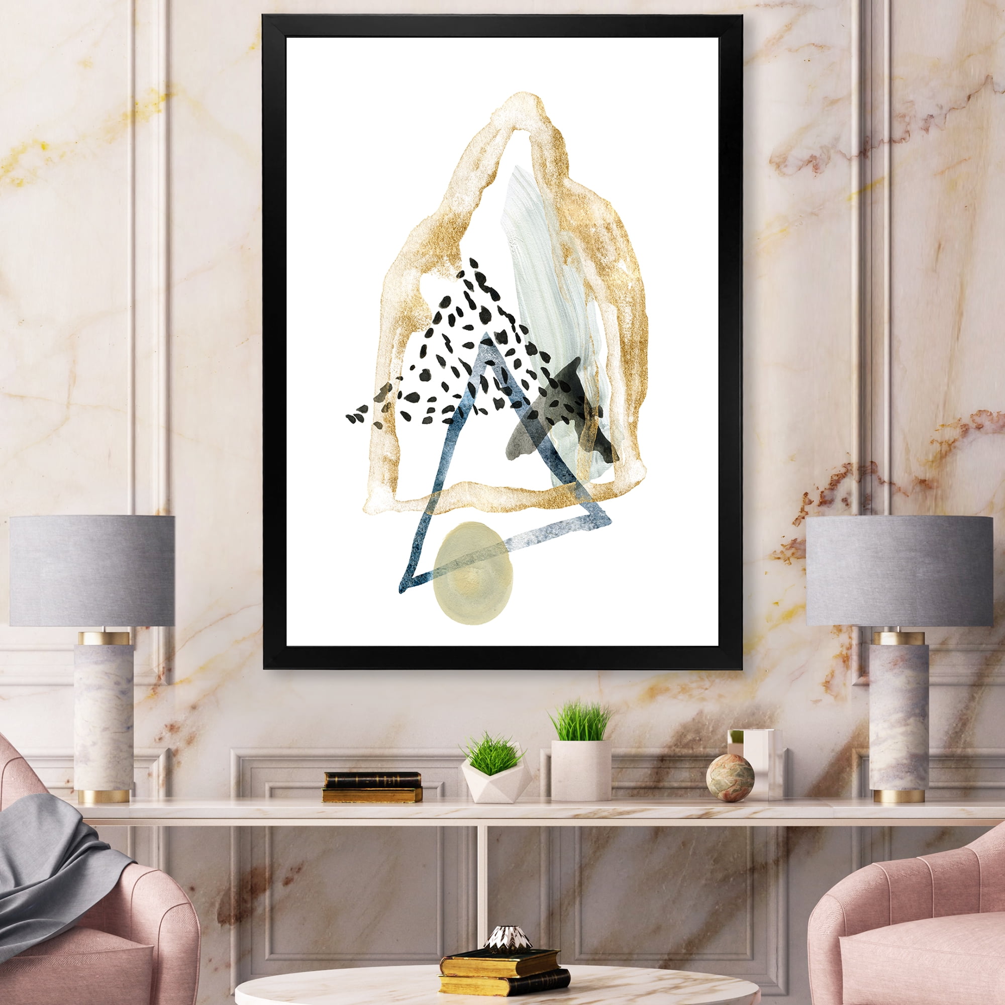 Designart 'Minimalistic Landscape of Moon With Mountains I' Modern Framed Art Print