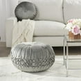 thumbnail image 3 of Mina Victory Sofia 20x20" Round Pin Tuck Velvet Pouf in Charcoal, 3 of 5