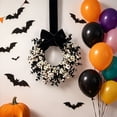 thumbnail image 3 of Handcrafted Artificial Floral Front Door Wreath with Velvet Bow, Fall Halloween Decor, Circular Garland for Home & Porch, Seasonal Decoration, Festive Wall Ornament, 3 of 6