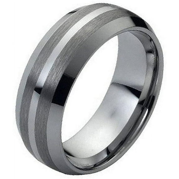 Tungsten Rings for Men Wedding Bands for Him Womens Wedding Bands for Her 6mm Beveled Grooved Lines Brushed
