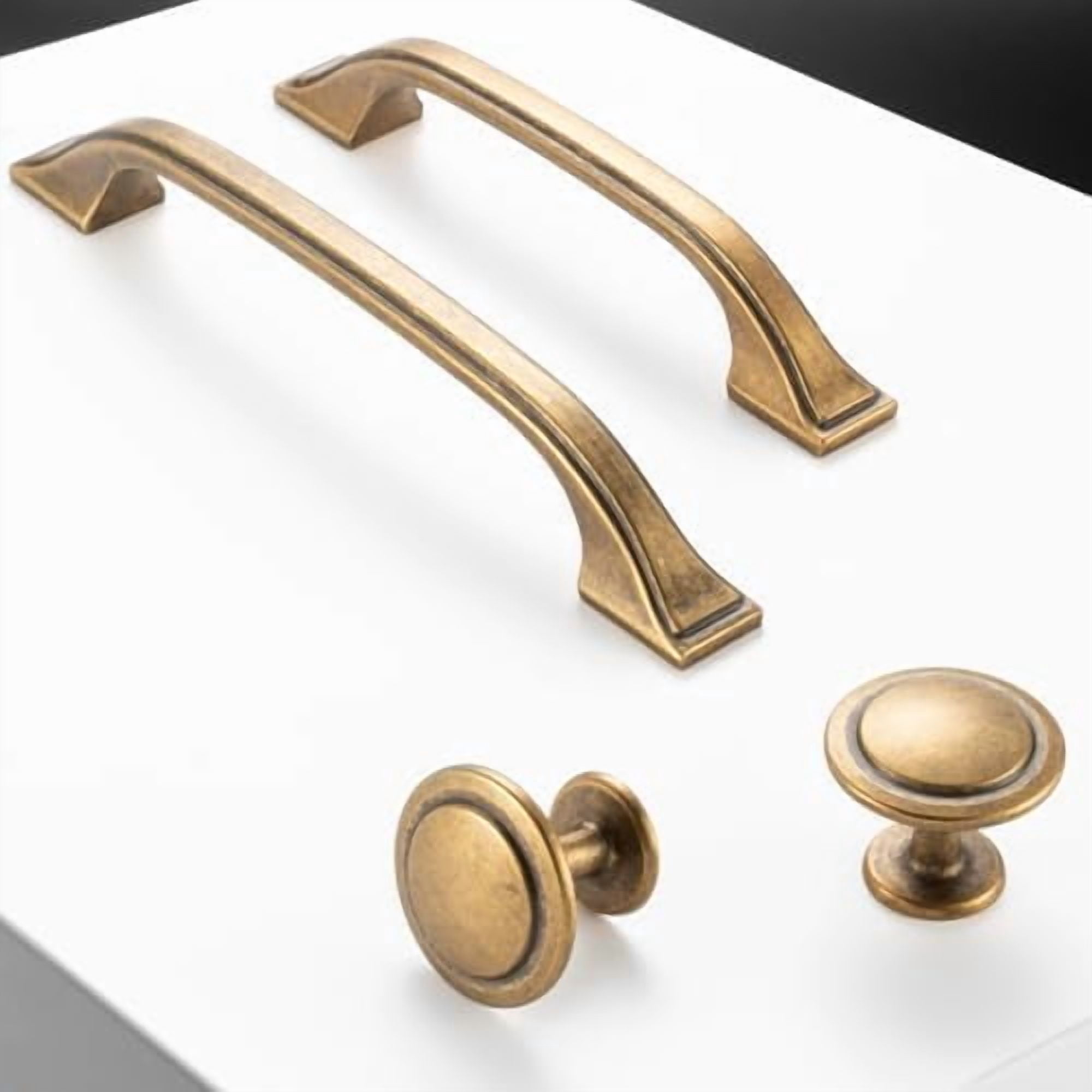 10 Pack Antique Brass Cabinet Pulls 3 Inch Vintage Brass Cabinet Handles Antique Brass Hardware for Kitchen Cabinets 8222 Drawers Bedroom Dresser Bathroom Vanity Cupboard