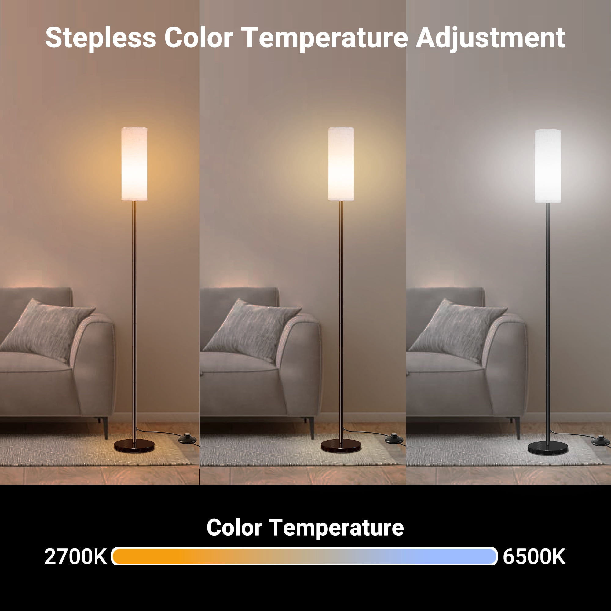 GUPUP RGB Modern Floor Lamp for Living Room, LED Standing Lamp with App Control, Works with Alexa & Google Home