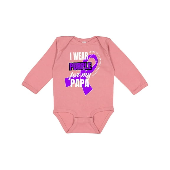 Inktastic I Wear Purple For My Papa Pancreatic Cancer Awareness Boys or Girls Long Sleeve Baby Bodysuit