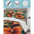 thumbnail image 4 of Burnt Orange Flower Twin XL Size Down Alternative Comforter, Lightweight Comforter Quilt Bedding Set with Pillow Shams Vintage Botanical Floral All Seasons Bed Comforter Duvet Insert 68"x98", 4 of 7
