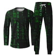 thumbnail image 4 of Wavsuf Sweatsuits 2pcs Sets Mens Jogger Set Long New Motion Digital Shirt Sweatshirt and Sweatpants Green Size M, 4 of 4