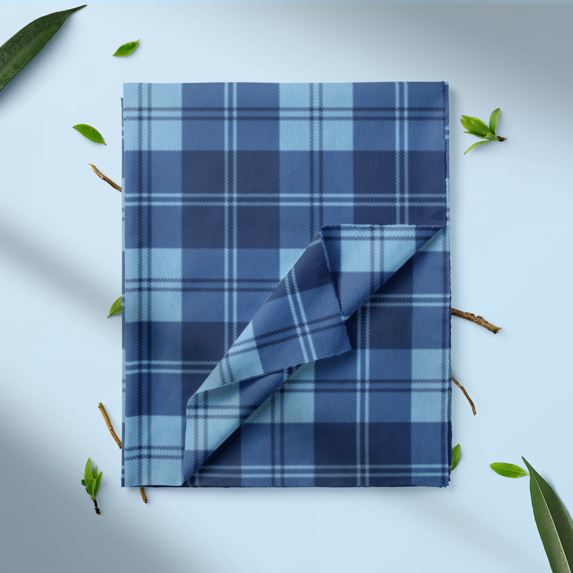 Mainstays 1.5 Yards 100% Cotton Light-weight Flannel Plaid Check, Blue, 42" Wide for Crafts