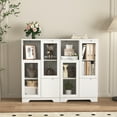 thumbnail image 2 of MAYEERTY White MDF Cabinet with Glass Doors & Drawer, Modern Storage Cabinet for Living Room & Bedroom, White, 2 of 8