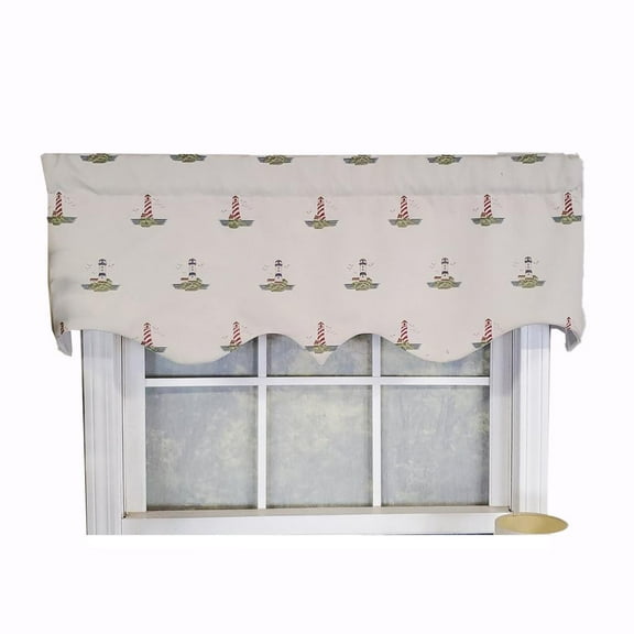 RLF Home Modern Design Classic Lighthouse Regal Style Window Valance 50" x 17" Vanilla