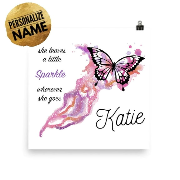Personalized Butterfly Art - Girls' Room Decor - 13x19 Poster Print - Custom Name