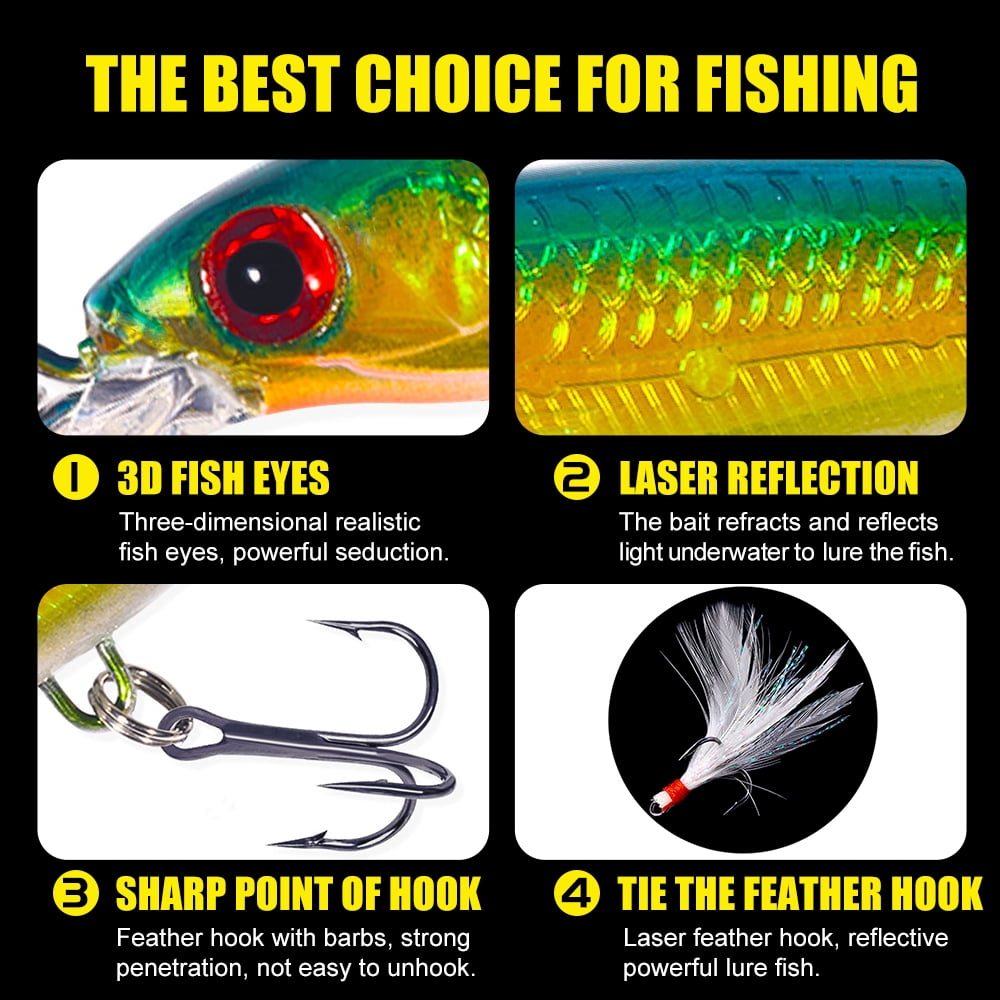 HENGJIA Minnow Bass Fishing Lures,Jerkbait Sinking Lure Set Hard Baits Crankbait for Trout Catfish Musky Fishing Plug 20Pcs/kit