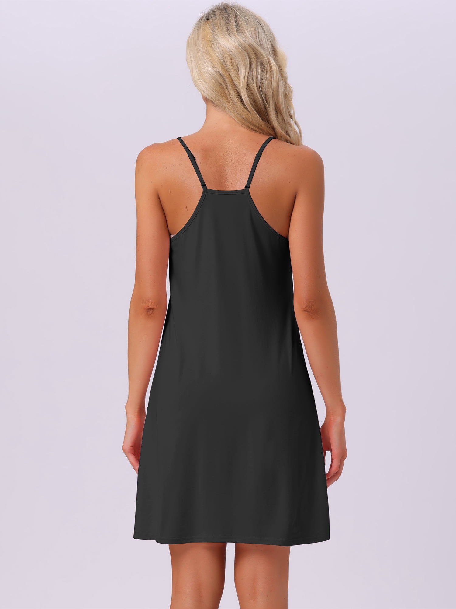DARING DIVA Women's Nightgown Sleeveless Spaghetti Strap Sleepdress XS Black