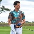 thumbnail image 3 of Honeii Blue Dragon And White Tiger print Polo Shirt, a classic short-sleeved, button-down golf shirt designed for men4X-Large, 3 of 6